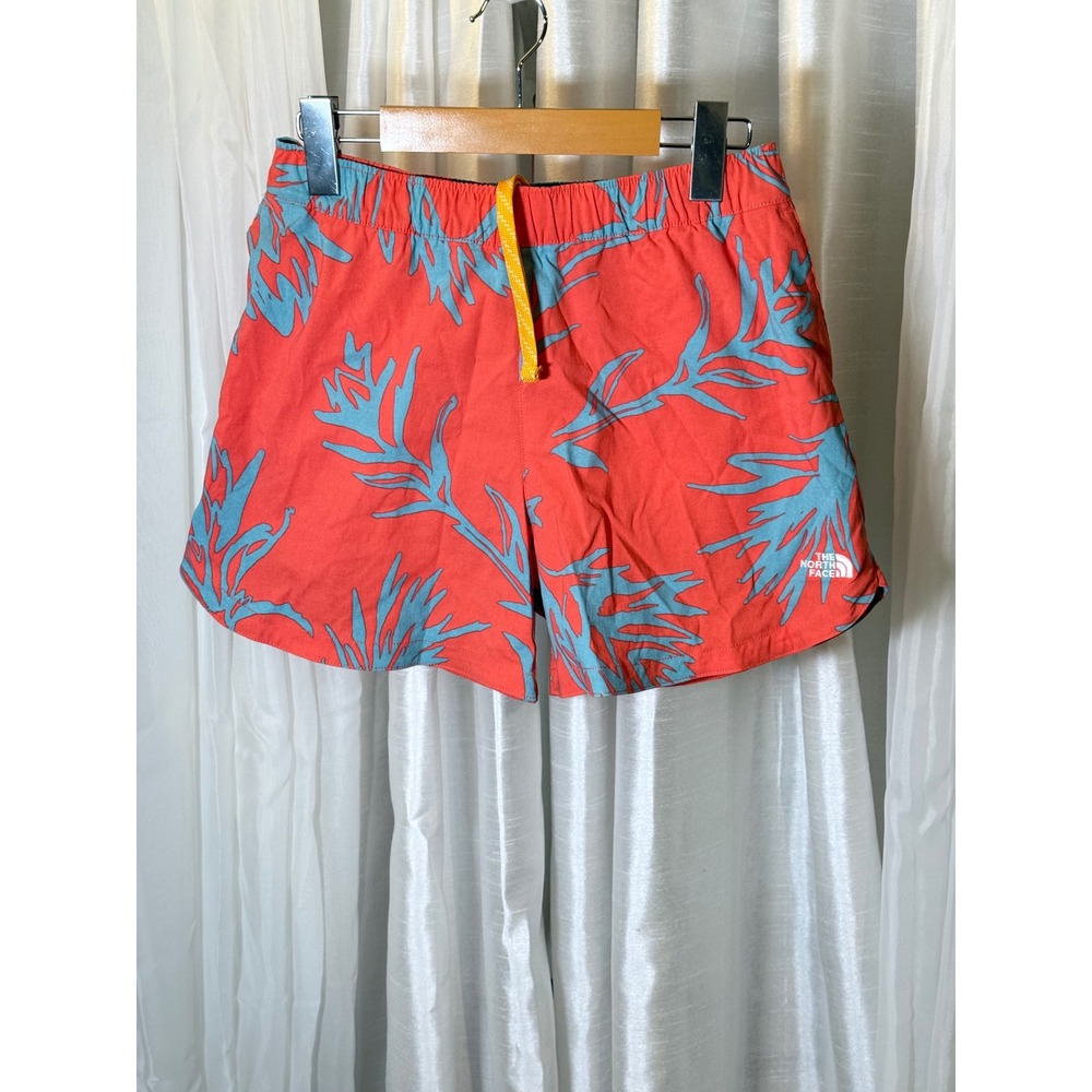 The North Face Shorts Womens Small Orange Blue Tropical Leaf Print Class V